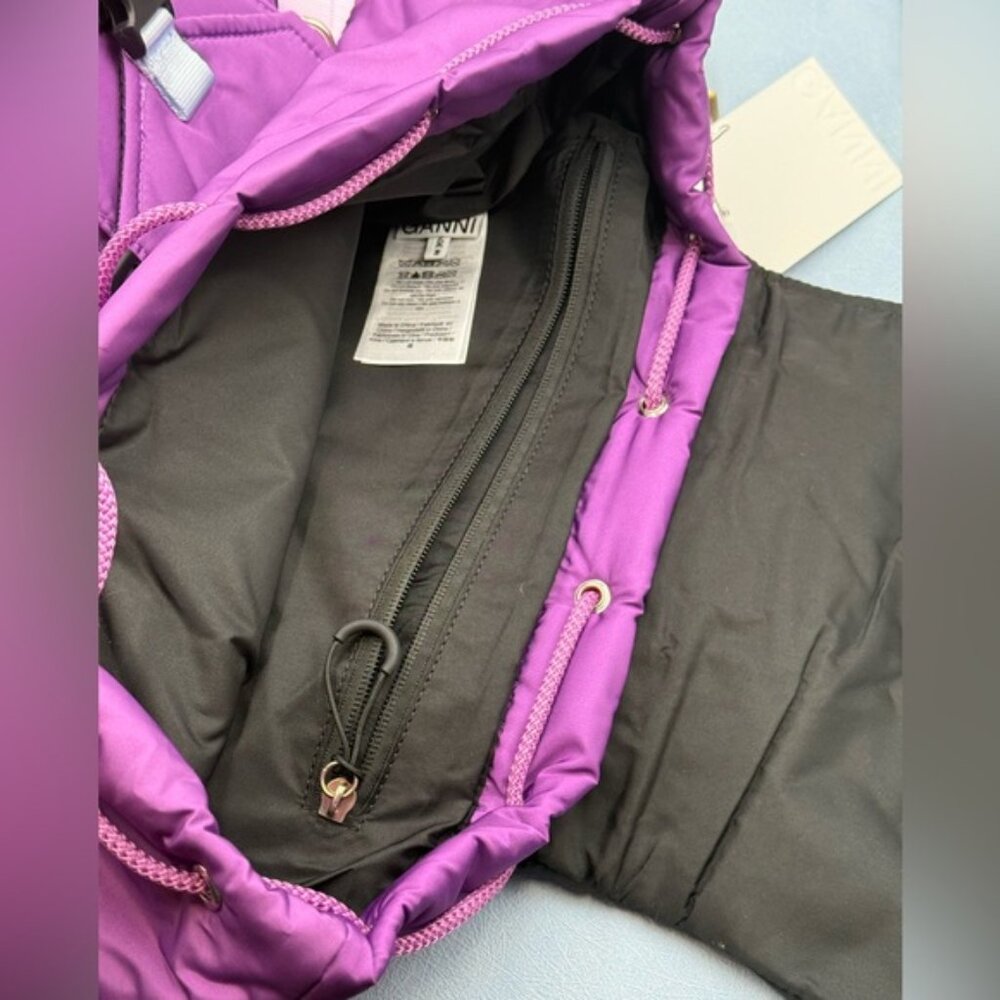 🆕 GANNI 🧿 NWT Recycled Tech Backpack, Purple Wine & Orange, Baby Blue - Picture 11 of 13